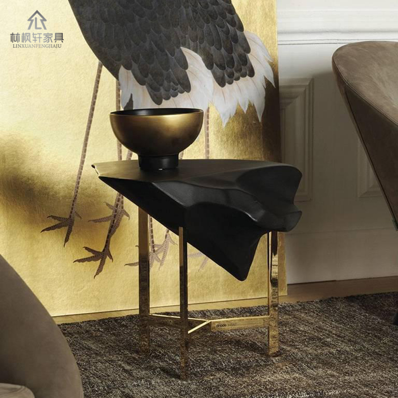 Coffee tableDriade Basalt glass fiber creative shaped stone tea several stainless steel luxury edges