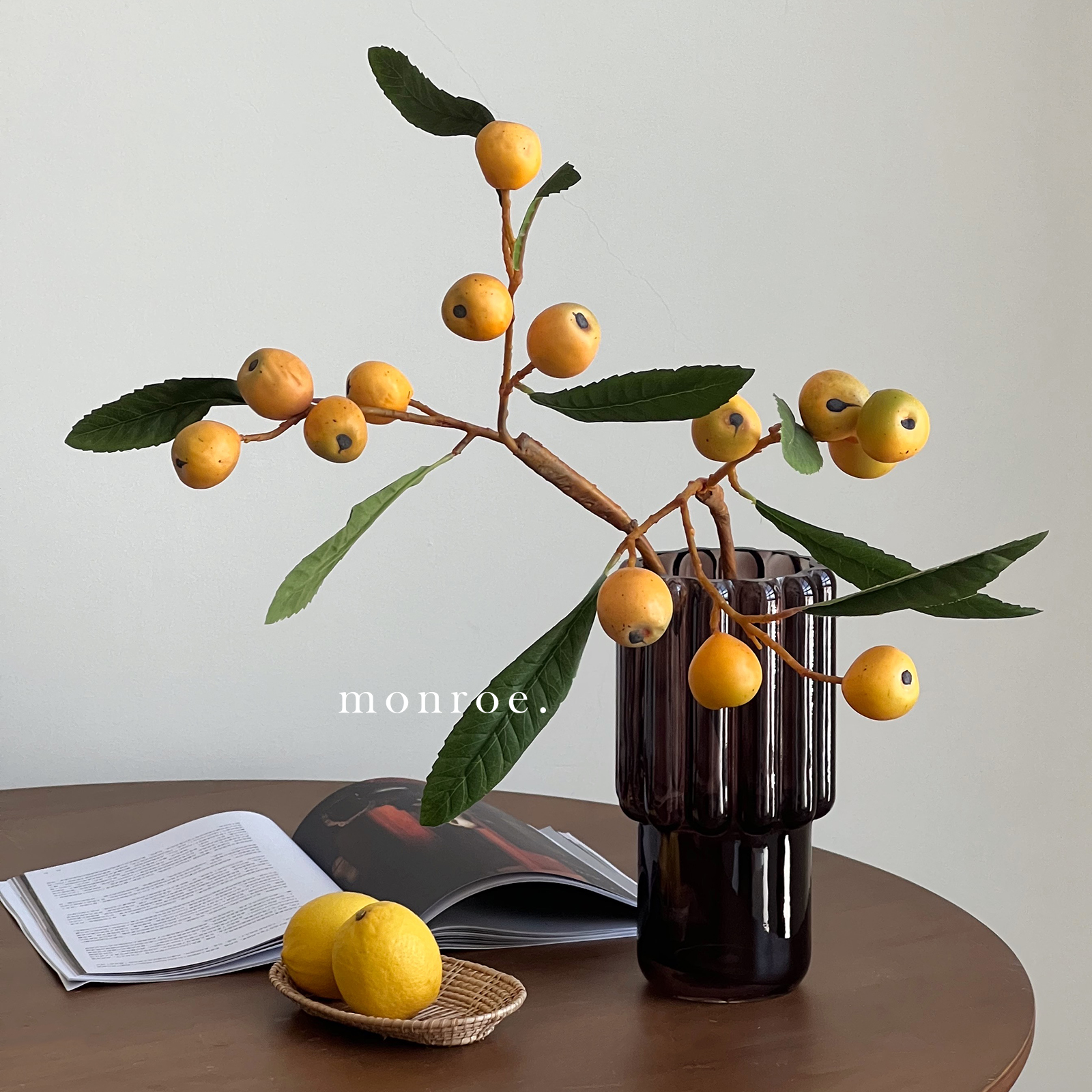 Dream Deer Studio flower arrangement high-end antique coffee color glass vase home decoration soft decoration model room dining room desktop