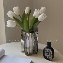 MONROE dream deer studio new high-end metal Silver Vase ornaments living room flower arrangement light luxury flower table