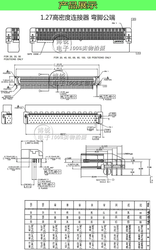 Khe cắm đầu nối SCSI 1.27 Ổ cắm khuỷu tay 68P tương thích với TE/AMP 3-5175474-8