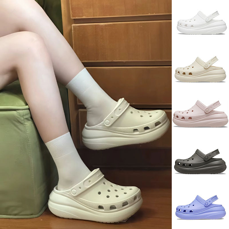 Crocs Clogs Summer Genuine Women's Shoes Puff Thick-Soled Height-Increasing Beach Sandals 207521