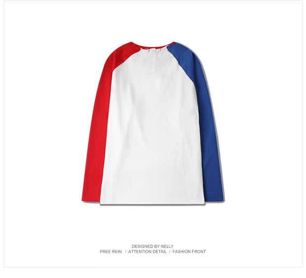 Áo thun dài tay ulzzang Hồng Kông đường phố nam nữ hip hop khâu hip hop màu áo sơ mi hở hang áo thun nam có cổ
