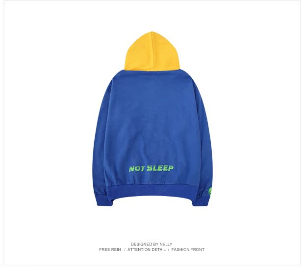 Mùa thu quốc gia oversize hip hop thương hiệu thẻ thông gió tương phản màu sắc nam giới đội mũ len hoodie đen