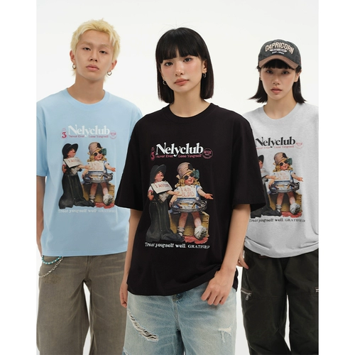 Брендовая летняя хлопковая футболка, в американском стиле, европейский стиль