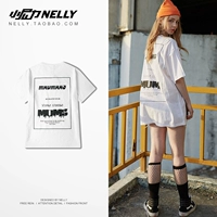 Mùa hè 2018 mới đầy đủ trở lại graffiti in chữ T-shirt cá tính xu hướng nam tròn cổ áo ngắn tay yêu thích nam nữ áo khoác cặp đẹp