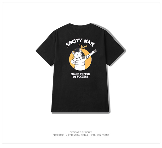 Châu Âu và Hoa Kỳ Áo thun retro thanh niên Nhật Bản áo thun nam ngắn tay 18 mùa xuân và mùa hè mới cotton cổ tròn nửa tay lỏng lẻo từ bi áo thun nam tay ngắn đen