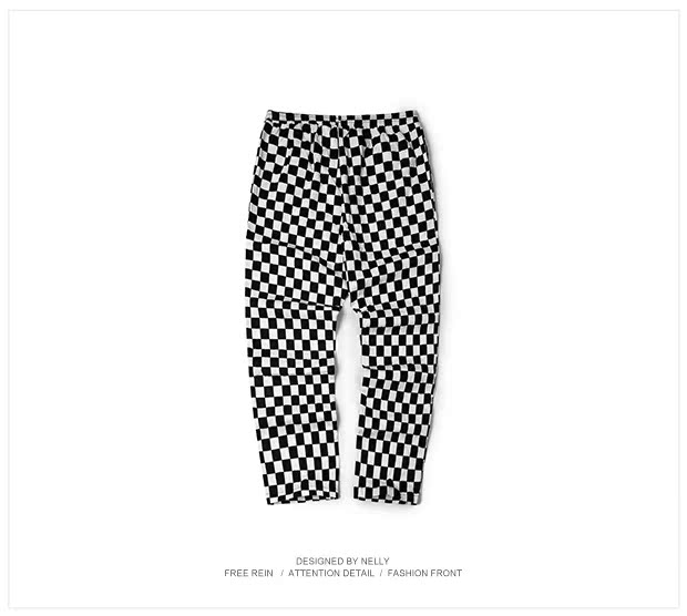 Ulzzang Nhật Bản đen trắng và quần ống rộng kẻ sọc thẳng nam và nữ lỏng lẻo quần giữ nhiệt nam