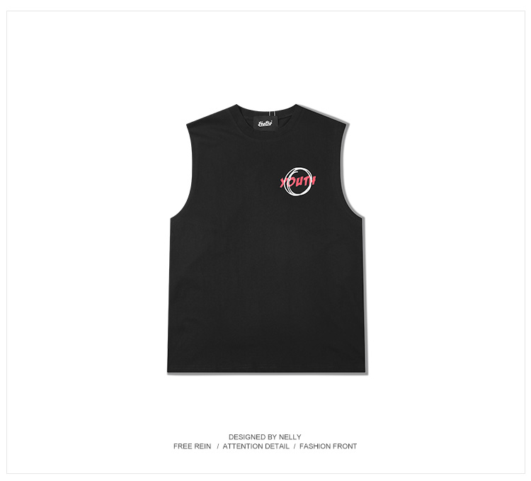 Guochao ins xu hướng letter in ấn vest vest nam Châu Âu và Mỹ đường phố hip hop hiphop không tay T-Shirt mồ hôi vest