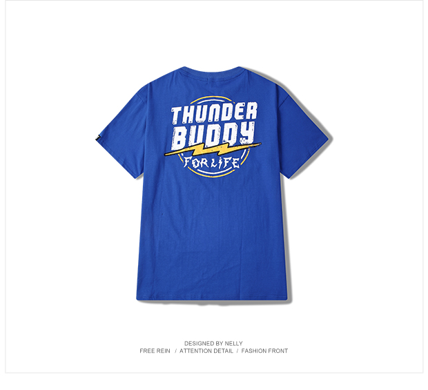 Nhảy hip hop đường phố đỏ Hàn Quốc INS với chữ graffiti retro in áo thun ngắn tay 18ss mẫu nam và nữ áo thun form rộng nam