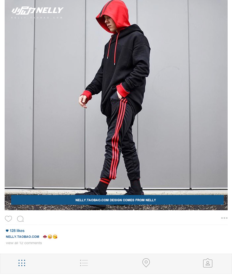 Ulzzang hip-hop Mạng lưới thủy triều quốc gia châu Âu và châu Mỹ màu đỏ retro quần thể thao giản dị nam và nữ mẫu với quần jogger nam
