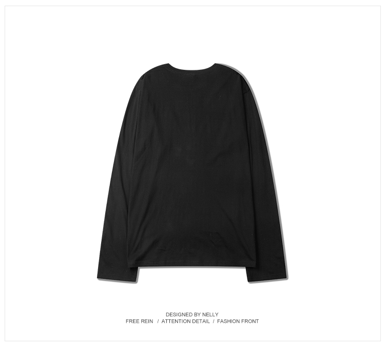 Của nam giới cao đường phố 2018 mùa thu mới in ấn vòng cổ bông lỏng dài tay t-shirt nam thanh niên xu hướng T nam giới và phụ nữ