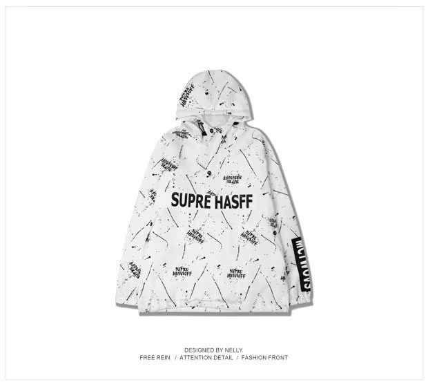Tide thương hiệu phiên bản Hàn Quốc của áo gió vai nam oversize lỏng học sinh ngụy trang hoang dã áo khoác graffiti nam và nữ xu hướng mùa đông áo khoác nam hàng hiệu