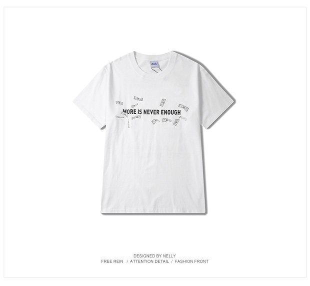 Guochao mẫu đôi mùa hè US đô la hip hop slogan nam và nữ tiền tay áo ngắn TEE áo sơ mi hiphop thời trang nam