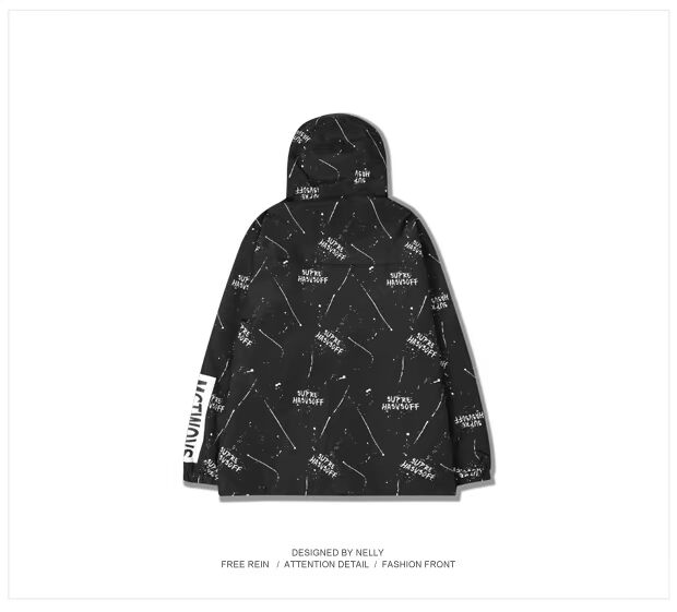 Tide thương hiệu phiên bản Hàn Quốc của áo gió vai nam oversize lỏng học sinh ngụy trang hoang dã áo khoác graffiti nam và nữ xu hướng mùa đông áo khoác nam hàng hiệu