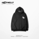 Net red country triều hip hop oversize phượng cánh hoodies nam và nữ lỏng lẻo màu đen và trắng khâu áo len trùm đầu
