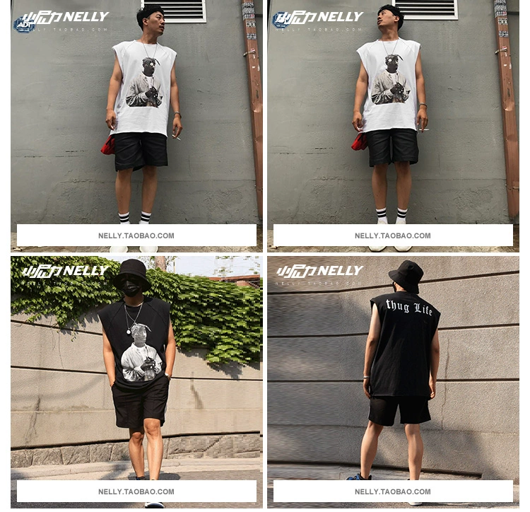 Mùa hè cổng gió thể thao lỏng vest vest vai nam Hàn Quốc phiên bản của triều thương hiệu hip hop không tay t-shirt nam rào cản vài bông