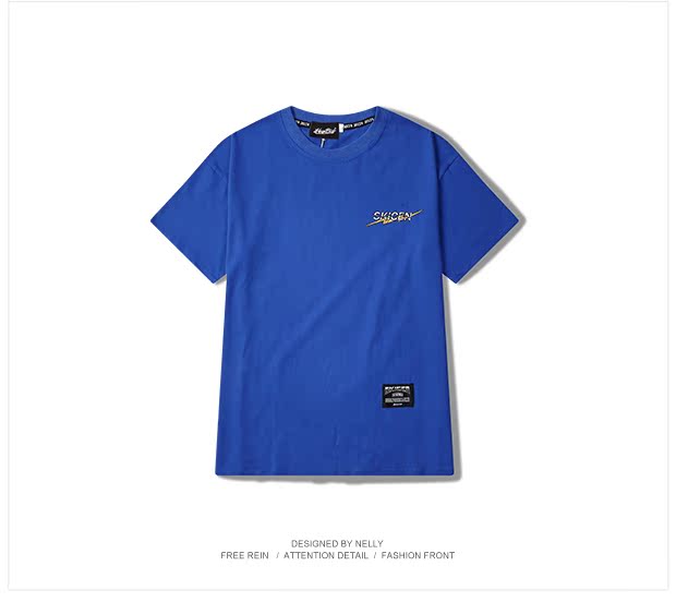 Nhảy hip hop đường phố đỏ Hàn Quốc INS với chữ graffiti retro in áo thun ngắn tay 18ss mẫu nam và nữ áo thun form rộng nam