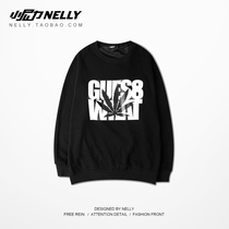 ulzzang hemp leaf original male European and American Street cotton tide men and women couples wear round neck sweater large size skateboard