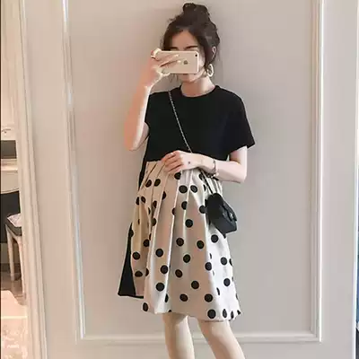Japanese pregnant women summer dress dress dress chiffon short sleeve skirt Fashion Net red suit loose slim big size maternity dress