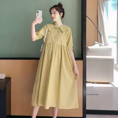 Japanese pregnant women summer dress dress loose thin net Red fashion foreign pie long skirt large size hipster maternity dress