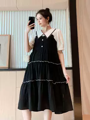 Japanese pregnant women summer top suit new fashion Western school loose large size 2021 new nursing dress