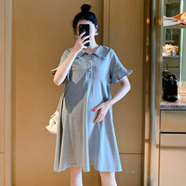 Japanese nursing pregnant women summer dress new fashion foreign style chiffon dress outside wearing large size net red suit summer tide