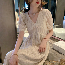 European and American style pregnant women summer dress thin new fashion Foreign style high-end sense of gentle air quality lace dress
