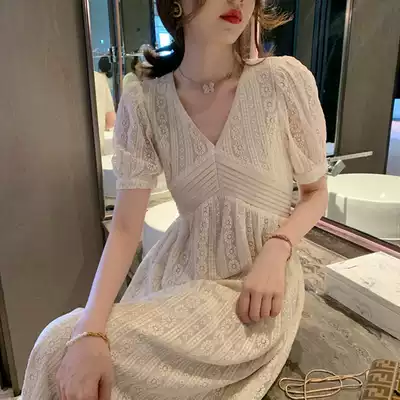 European and American style pregnant women summer dress thin new fashion Western style high-end fashion gentle style lace long skirt