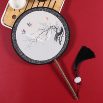  Chinese Feng shui ink gold and silver printed group fan Female ancient court Hanfu Palace fan Retro cheongsam dance round fan