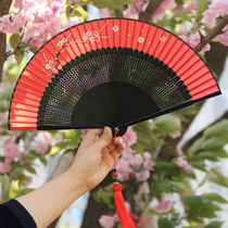 Ancient style Hanfu folding fan Womens summer portable folding fan Chinese style classical dance cheongsam fan Bamboo