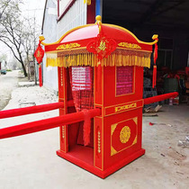 Flower sedan Solid Wood Wood wedding sedan sedan chair official sedan eight people lift sedan Chinese wedding props eight carved carving ornaments
