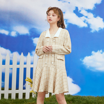 Nap homemade Japanese Japanese sweet plaid dress female spring little man double breasted fishtail skirt 2020 new