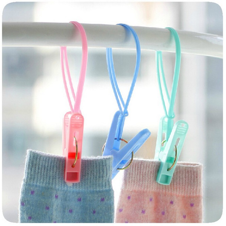 Travel portable windproof rope sun-coated clips Sox with clothes clip socks lingerie clip clothesline clip plastic clips 3 clothes