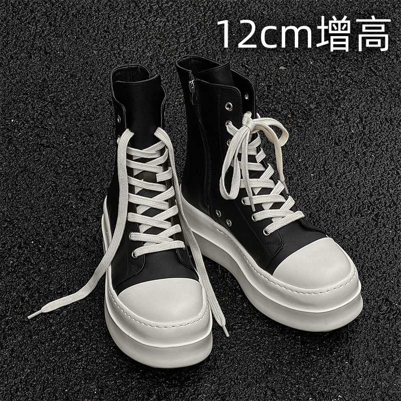 Ami30S Dark Style Mickey High-Top Sneakers with Thick Soles and Internal Height Increase of 12Cm/10Cm, Height-Increasing Canvas Shoes for Men and Women