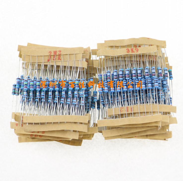1100Pcs (0 1 Ohm - 10M Ohm)1 2W Metal film Resistors 110 resistance kits