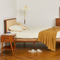 Yizhou building set Double bed Full solid wood bed Modern simple rattan walnut 1 8 1 5 meters bed