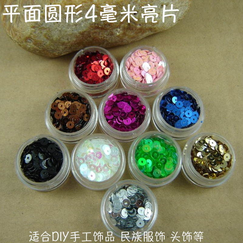 Round 4mm sequins DIY Handmade Ethnic accessories Headdress T-shirt Stage Clothing accessories PLASTIC Flat beads