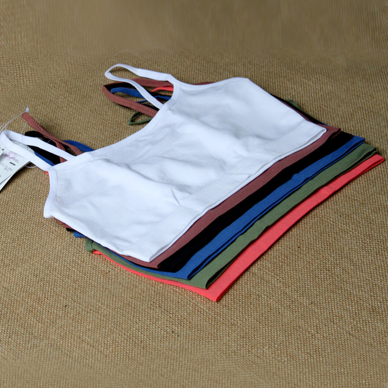 Cotton Camisole for Women, Short, Cropped, with Built-In Bra, Anti-Exposure, Suitable for Sports and Layering