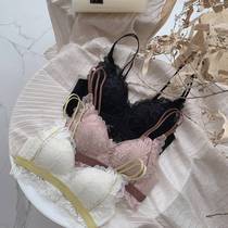 Kanghou summer thin section without steel rim gathered on the collection of sub-breast underwear Female sense lace beauty back bra cover set