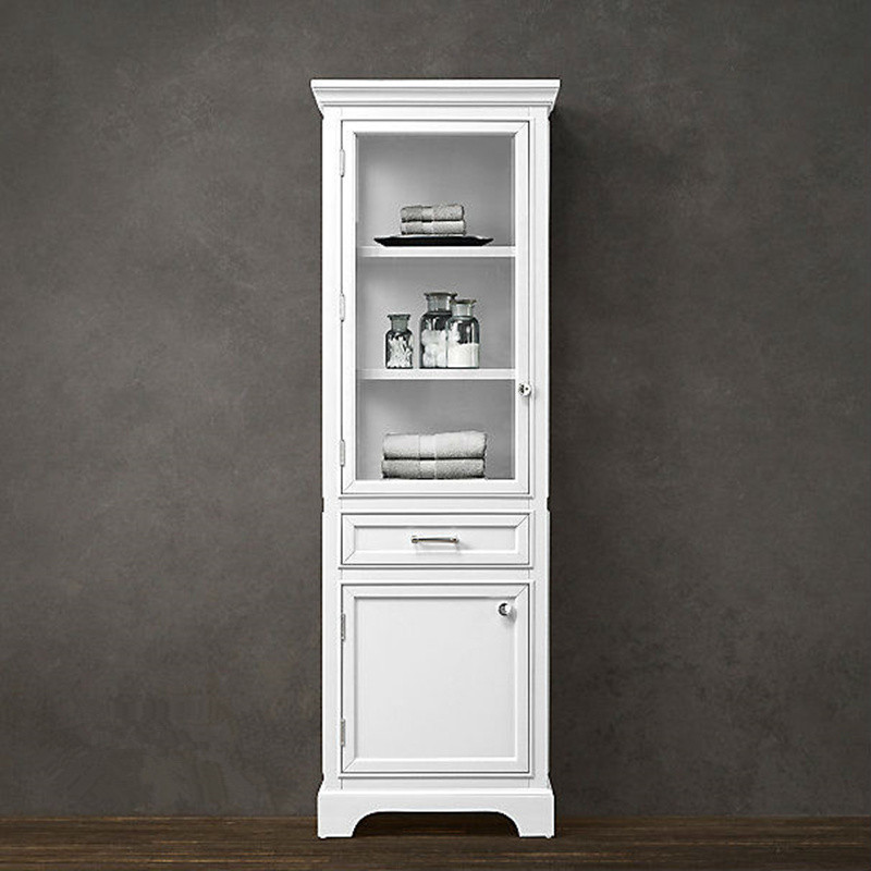Powder Room Waterproof Bathroom Side Cabinet Toilet Side Cabinet Solid Wood Locker Vertical Cabinet Living Room Bedroom American Floor Cabinet