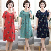 Mẹ tải mùa hè mỏng mảnh rayon ngắn tay về nhà đêm cotton trung niên cotton lỏng lẻo bà bầu mặc đồ ngủ - Quần áo của mẹ