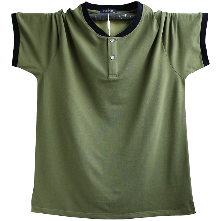 Áo sơ mi cổ áo thun nam ngắn tay mùa hè ve áo nửa tay áo thun cotton nam chất béo polo cộng với phân bón XL áo thun burberry