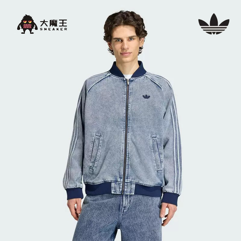 Adidas Adidas Trefoil Denim Jacket 2026 Autumn/Winter Men's Classic Street Style Jacket Kq6332 Adidas Adidas Trefoil Denim Jacket 2026 Autumn/Winter Men's Classic Street Style Jacket Kq6332
