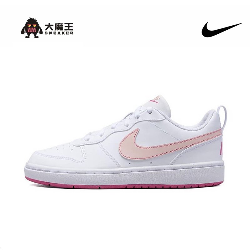 Nike Court Borough White and Pink Sports Casual Shoes, Lightweight and Versatile Sneakers Dv5456-111