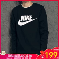 Áo len Nike Nike nam 2019 thu đông mới diện đồ thể thao cổ tròn tay dài cộng với áo khoác nhung ấm áp áo thun áo hoodie đen