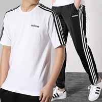 Bộ đồ nam Adidas 2019 hè mới diện đồ thể thao giản dị áo thun ngắn tay đan quần ống đứng - Thể thao sau quần áo thể thao nam cao cấp