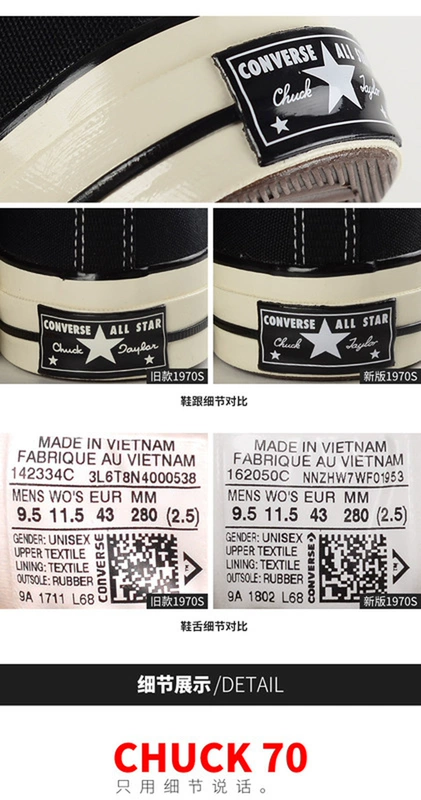 Giày converse Converse giày nữ 1970S Samsung tiêu chuẩn xanh quân đội giày cao cấp giày vải thủy triều 162052C