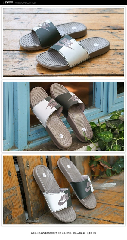 Nike Benassi Dép Nike nam kéo nữ kéo 2018 mới thể thao từ đen trắng kéo dép 343880