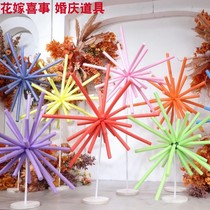 The wedding hall is decorated with colorful dopamine blooming fireworks wedding road guides stage welcome decorations beautiful wedding props