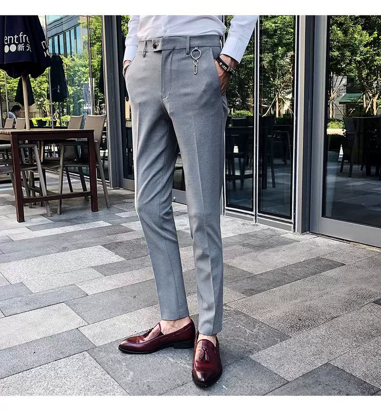 Phong cách mới của nam giới kinh doanh quần âu màu trơn thường xuyên Quần skinny loại không thời trang chống nhăn quần - Quần